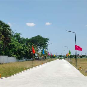 Top drone view of CMDA approved residential plots at Varam Sampoorna East Tambaram